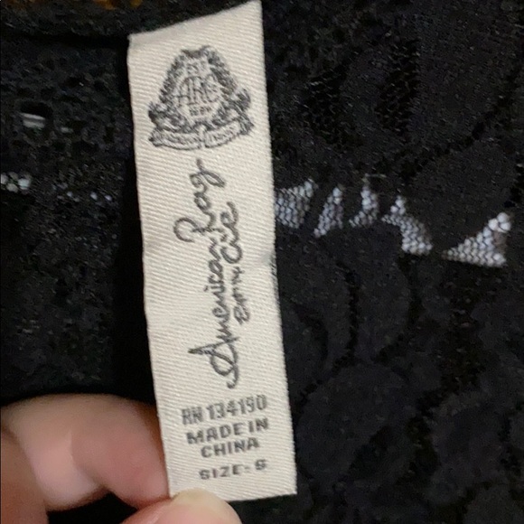Black Button Back Lace Top - Picture 2 of 4